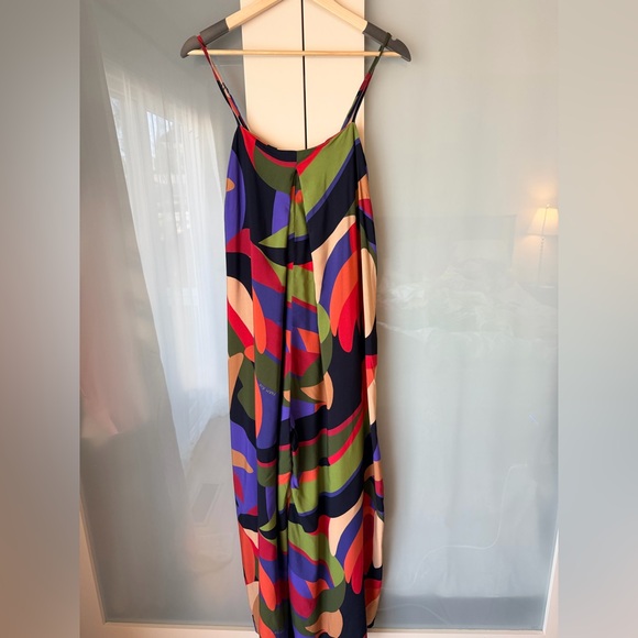 FARM Rio Pants - FARM Rio Tropical Abstract Wide Leg Jumpsuit Smocked Back Resort Vacation Size M